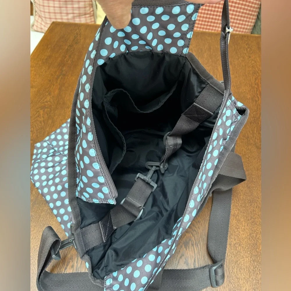 LeSportsac Classic Ryan Tote. Brown w/blue dots. Includes matching changing pad.